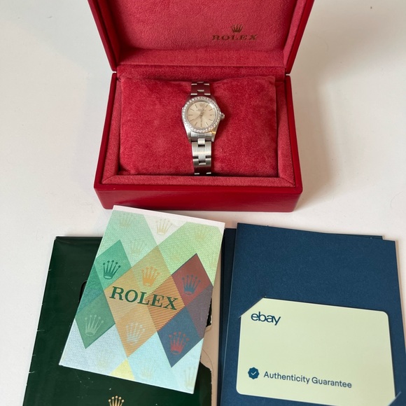 SOLD- Rolex Oyster Perpetual Silver Oyster Bracelet with Diamond Bezel 24mm 2002 - Picture 3 of 7